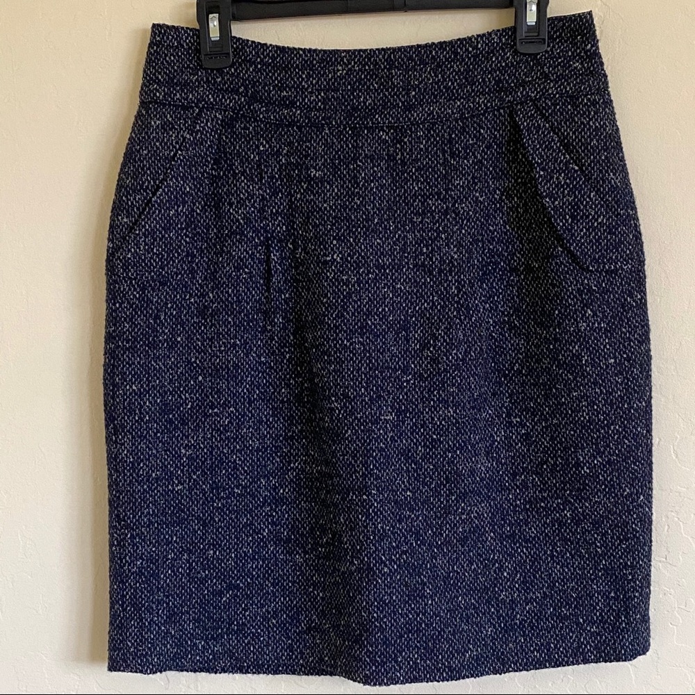 CAbi Wool Black Gray Tweed Pencil Tulip Skirt 10